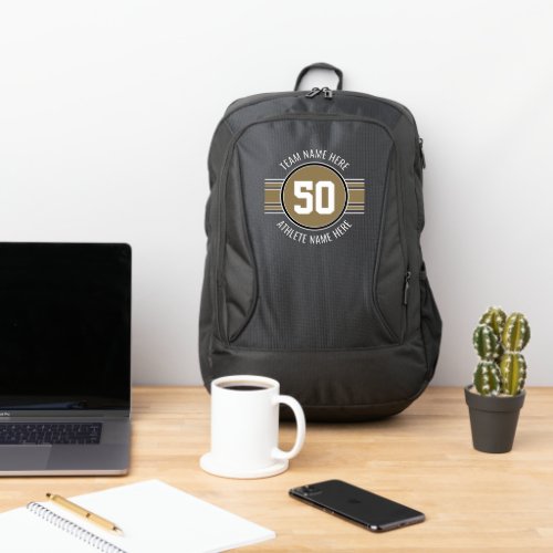 Gold and Black Sports Jersey Custom Name Number Port Authority Backpack