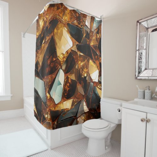 Gold and black stones shower curtain