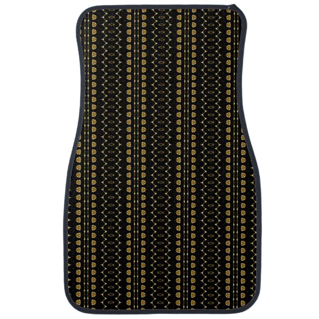 Gold and Black Striped 2 Car Floor Mat (Front)