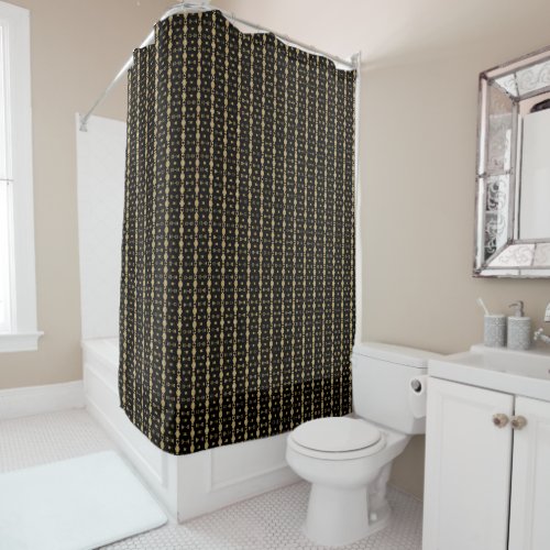 Gold and Black Striped 3 Shower Curtain