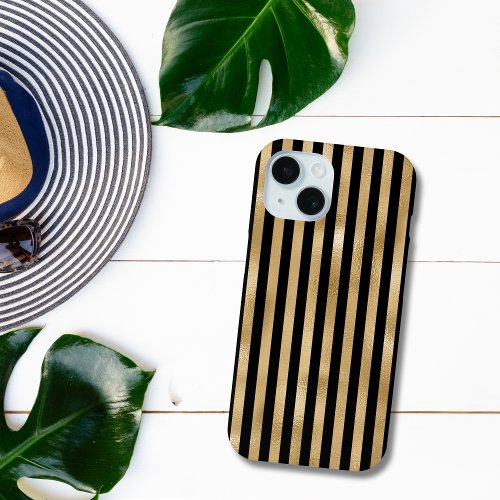 Gold and Black Striped  iPhone 15 Case