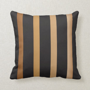 Gold and Black Striped Pattern Throw Pillow