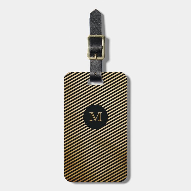 Gold and Black StripedLuggage Tag (Front Vertical)