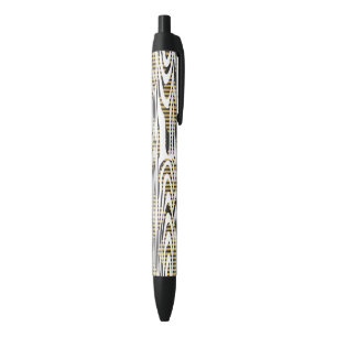 Gold And Black Stripes And White Grain Pen