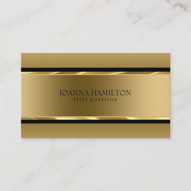 Gold And Black Stripes Business Card (Front)