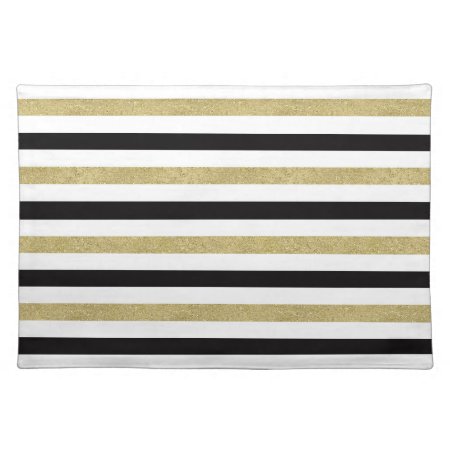 Gold And Black Stripes Cloth Placemat