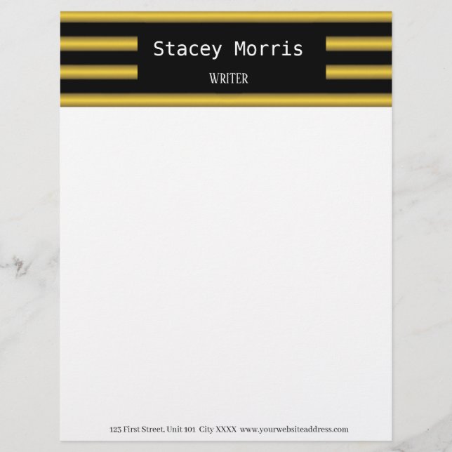 Gold and black stripes letterhead (Front)