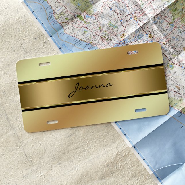 Gold And Black Stripes License Plate (In Situ)