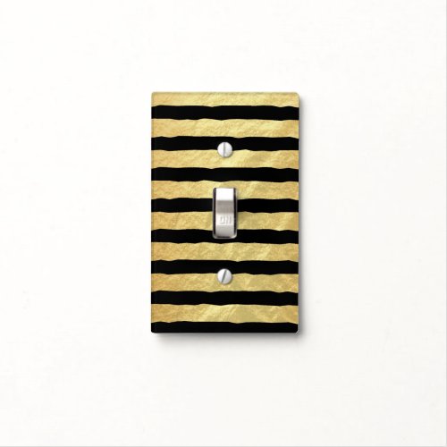 Gold and Black Stripes Light Switch Cover