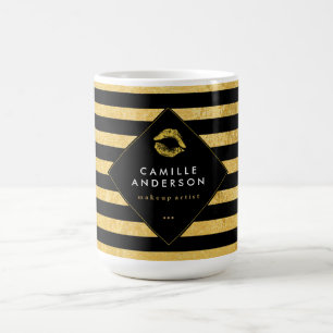 Gold and Black Stripes Makeup Artist Coffee Mug