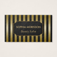 Gold and Black Stripes Ornament Custom Monogram Business Card