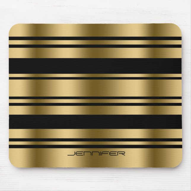 Gold And Black Stripes Pattern Mouse Pad (Front)