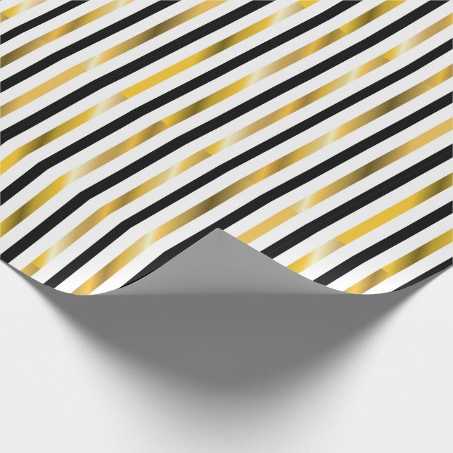 Gold and Black Stripes Wrapping Paper (Corner)