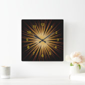 Gold and Black Sunburst Design Wall Clock (Home)