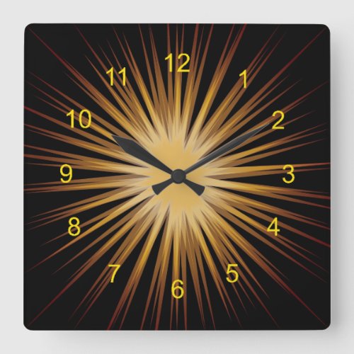 Gold and Black Sunburst Design Wall Clock