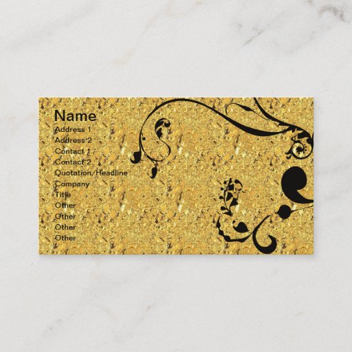 Customizable Gold and Black Swirls Business Card Templates