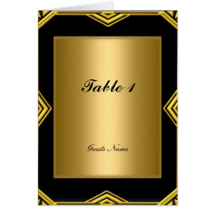 Gold and Black Table Placement Card and Menu