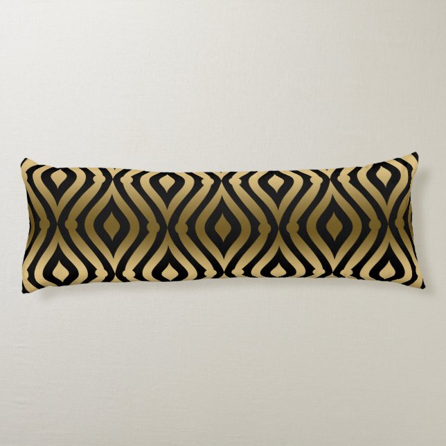 Gold And Black Teardrop Geometric Pattern Body Pillow (Back)