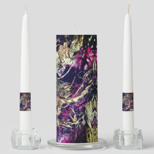 Gold and black texture ropes   unity candle set