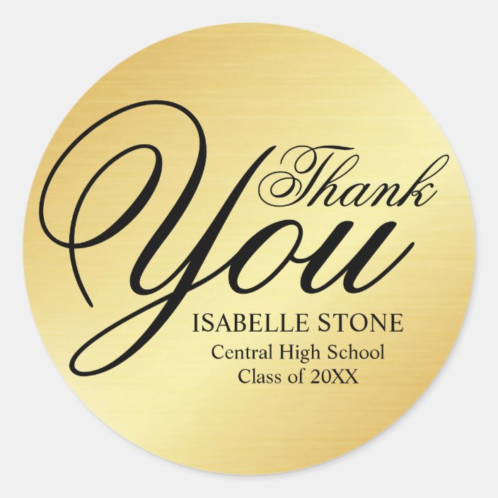 Gold and Black Thank You Graduation Stickers | Zazzle.com