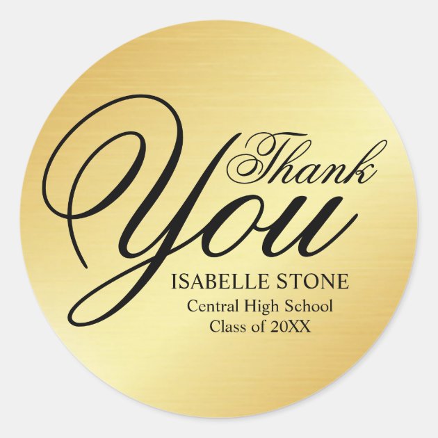 Gold And Black Thank You Graduation Stickers