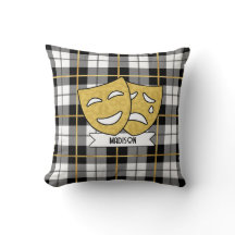 Gold and Black Theatre Drama Icons Pillow