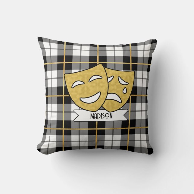 Gold and Black Theatre Drama Icons Pillow (Front)
