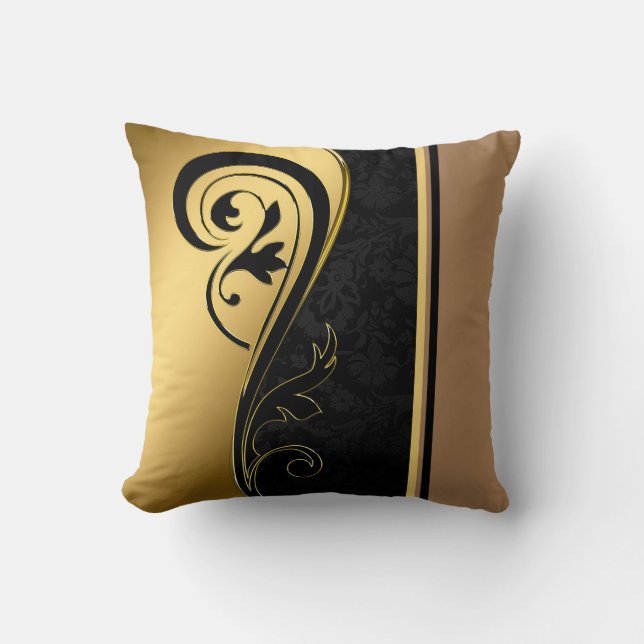 Gold and Black Throw Pillow (Front)