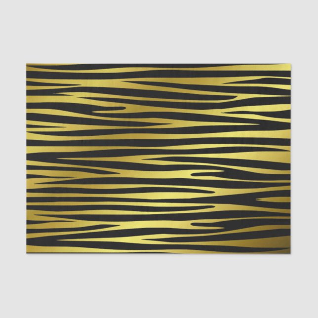 Gold and black tiger like stripes pattern, animals tissue paper (Front)
