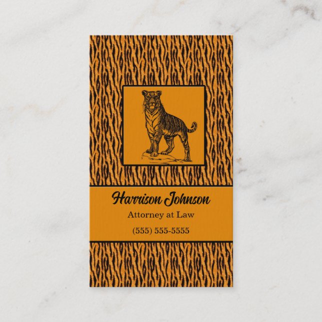 Gold and Black Tiger Print Business Card (Front)