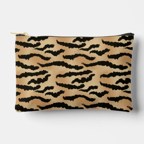 Gold and Black Tiger Print Cosmetic Pouch Bag