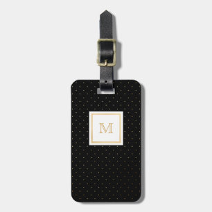 Gold and Black Tiny Polka Dot Luggage Tag