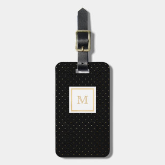 Gold and Black Tiny Polka Dot Luggage Tag