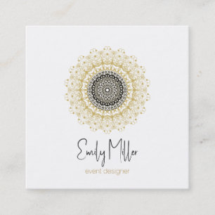 Gold and Black Tribal Mandala Square Business Card