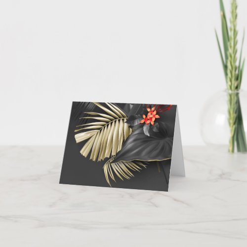 Gold and Black Tropical Thank You Card