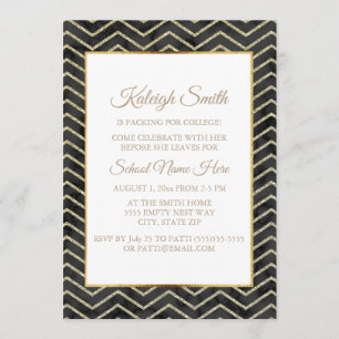 Gold and Black Trunk Party "Off To College" Invite