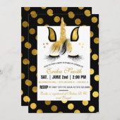 Gold and Black Unicorn Baby Shower Invitation (Front/Back)