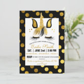 Gold and Black Unicorn Baby Shower Invitation (Standing Front)