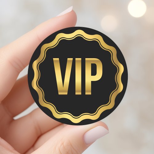 Gold and Black Wavy VIP Party Pass Classic Round Sticker