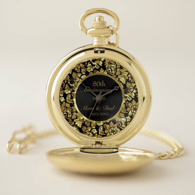 Gold And Black Wedding Anniversary Pocket Watch (Inside)