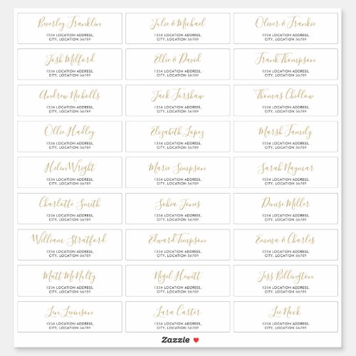 Gold And Black Wedding Guest Address Labels