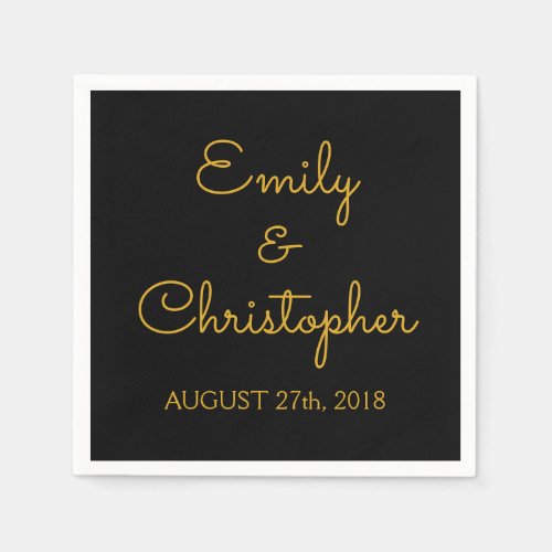 Gold and Black Wedding or Reception Simple Napkins