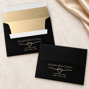 Gold and Black Wedding Return Address 5x7 Envelope
