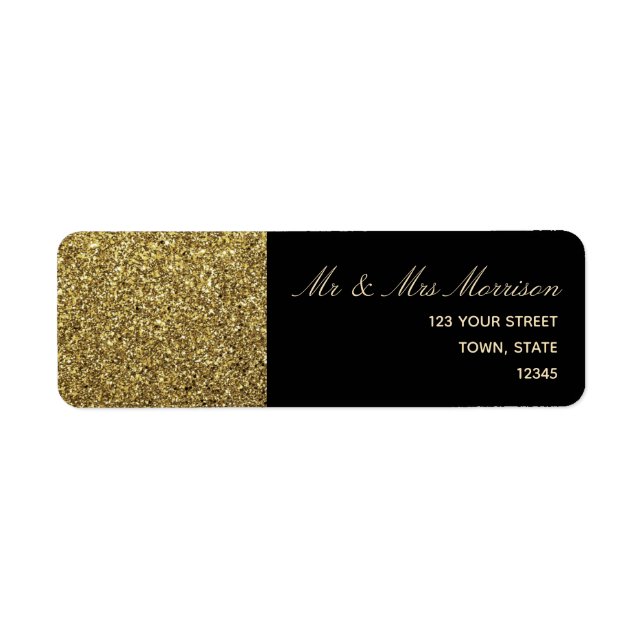 Gold and Black Wedding Return Address Label (Front)