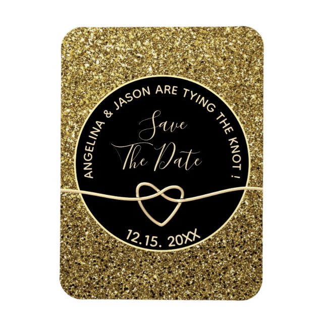 Gold and Black Wedding Save The Date Magnet (Vertical)