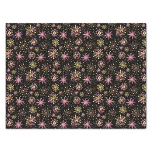 Gold and Black Winter Snowflakes Tissue Paper