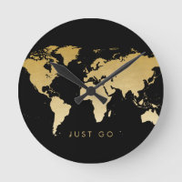 Gold and Black World Map Globe Time to Go
