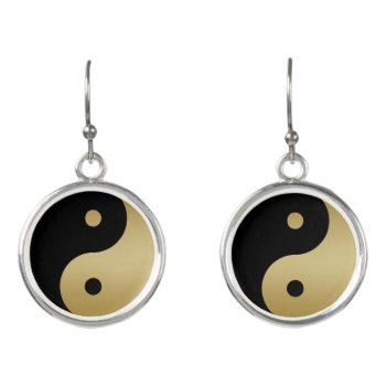 Gold And Black Yin Yang Symbol Earrings by BecometheChange at Zazzle