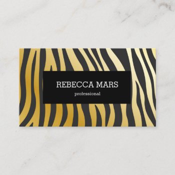 Gold And Black Zebra Stripes Print Business Card by VanechkaStore at Zazzle