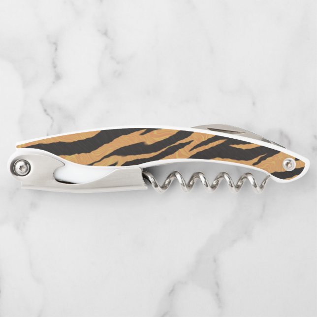 Gold And Black Zebra Stripes Waiter's Corkscrew (Front)